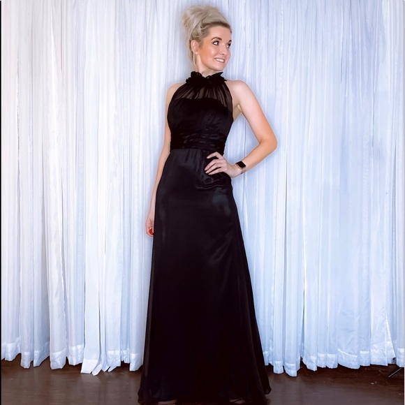 Black Long Bridesmaid Prom Homecoming Dress - Picture 8 of 8